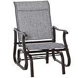 Outsunny Outdoor Glider Chair, Gliders for Outside Patio with Steel Frame and Mesh Fabric for Backyard, Garden, and Porch, Gray