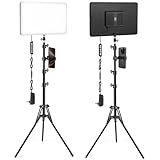 2-Pack LED Video Light Kit with 63'' Tripod Stand, 2500K-8500K Dimmable Studio Light Photography Panel Lighting for Video Recording Game Live Streaming Podcast YouTube Filming, Phone Holder