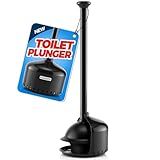FORASTO Toilet Plunger with Holder,Plungers for Bathroom with Holder,Plunger with Cover,Bathroom Decor，Bathroom Accessories，Toilet Bowl Cleaners,Black(19inch)