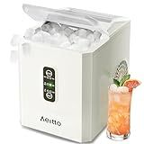 Aeitto Countertop Ice Maker Machine, 26lbs in 24Hrs, 9 Ice Cubes Ready in 6 Mins, Beige