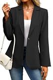 ELLEVEN Women's Business Casual Blazer Suit Jacket Black Large