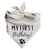 My First Birthday Dog Bandana barkday Black (Large)