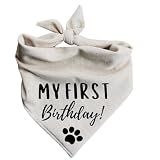 My First Birthday Dog Bandana barkday Black (X-Small)