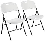 Amazon Basics Folding Plastic Chair, 350-Pound Capacity, White, 2-Pack