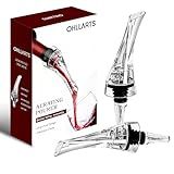 OHLLARTS Wine Aerator Pourer, 2 Pack Drip-Free Wine Aerator, Instant Aeration No Spill Pourer, Wine Decanter Alternative, Universal Fit Wine Bottles, Food Grade Easy Clean