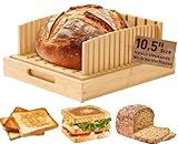 LukieBoee Bread Slicer for Homemade & Sourdough Loaves – 10.5″ Adjustable Bamboo Bread Cutter, Upgraded Scratch-Free Surface, Perfect for Artisan & Homemade Bread