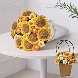 Ivydale 32inch Crochet Flower Bouquet Throw Blanket with Sunflower