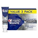 Crest 3D White Advanced Charcoal Toothpaste, Fresh Mint, 3.3 oz (Pack of 3), Whiter Teeth in 5 Days, Enamel Safe Fluoride Anticavity Toothpaste for Stain Removal and Prevention
