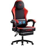 VITESSE Ergonomic Gaming Chair for Adults, 400 lbs PC Computer Chair, Racing Office Chair, Silla Gamer Height Adjustable Swivel Chair with Lumbar Vibration Support and Headrest(Red)