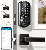 Veise VE06-L Smart Deadbolt Lock with 2 Lever Handle Set, Matte Black