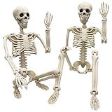 2 Pack 36"Halloween Skeleton - 3 ft Life Size Human Skeleton with Full Body Posable Joints Plastic Skeleton for Halloween Skeletons Decor Yard Patio Lawn Garden Skeleton Props Spooky Party Decoration