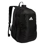 adidas Foundation Backpack for Laptop, Large Durable Athletic Gym Bag, Black/White, OSFA