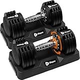 LifePro Adjustable Dumbbell Set – 5-25 lb Dumbbells Set of 2, Quick Change Rotating Hand Weights for Women//Men at Home Gym Weight System - 5-25 Pound, Ideal for Home Strength Training