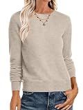 ANRABESS Women’s Long Sleeve Crew Neck Sweater Top Almond S