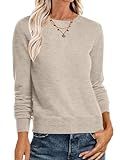 ANRABESS Sweaters for Women Long Sleeve Lightweight Crewneck Soft Basic Knit Loose Fit Pullover Top 2025 Fall Trendy Outfits Almond Small