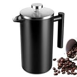 SZHETEFU 34 OZ Large French Press, Premium Stainless Steel Sturdy Insulated French Press Coffee Maker, 4-8 Cups French Coffee Press, Tea Presses for Home Kitchen Caming Loose Tea, Elegant Black
