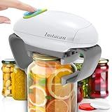 INSTACAN Electric Jar Opener for Seniors with Arthritis, One Touch Automatic Jar Opener for Weak Hands, Easy Open Standard & Vacuum Sealed Kitchen Jars, Auto-Off Design (White)
