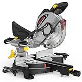 Marvtool 10-inch Sliding Compound Miter Saw, 5000RPM, 15 Amp, Single Bevel 0-45° with Extension Table, 36T Blade, Power Saw for Metal, Plastic, Wood, Laminates