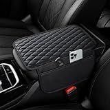 Ouzorp Car Center Console Cover, Upgraded Microfiber Leather Car Arm Rest Cover with 2 Storage Bags, Universal Armrest Cover for Car Storage Box Car Interior Accessories Protector for Most Vehicle