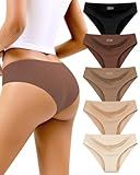 Cevapro Seamless Underwear for Women, Low Rise No Show Hipster Panties Cheeky Bikini Soft Stretch Invisible Briefs 5 Pack