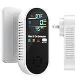 NICGOL 4 in 1 Upgraded Natural Gas Leak Detector and Carbon Monoxide Detectors, Dual Sensor Gas Leak Detector & Carbon Monoxide Detectors Plug in (Temperature & Humidity) for Home, RV (Black)