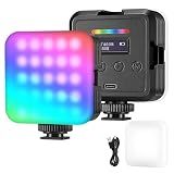 NEEWER Magnetic RGB Camera Light, 360° Full Color RGB61 Small LED Panel Video Light with 3 Cold Shoe Mounts/CRI 97+/20 Scene Modes/2500K-8500K/2000mAh Portable Recording Photography Selfie Lighting