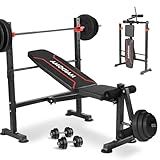 MAIDOMA 750LBS Adjustable Weight Bench Set for Full Body Workout, Foldable Bench Press with Leg Curl/Extension, Standard Workout Bench Set for US Home Gym