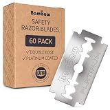 Bambaw Safety Razor Blades for Men & Women, 60 Pack, Double Edge Razor Blades Refills, Platinum Swedish Stainless Steel, Sharp & Long-Lasting Edge Retention, Up to 14 Months Supply