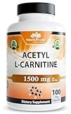 NaturaLife Labs Acetyl L-Carnitine (ALCAR) 1500 mg per Serving – 100 Capsules – Non-GMO, Gluten-Free, Vegan