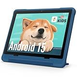 UEMXDOX Kids Tablet, 2025 Android 15 Tablet for Kids Age 3+, 8GB+64GB, Expandable to 512GB, 10" Touch Screen with Case, WiFi 6, BT5, Pre-Installed Parental Controls, Kids Space, Family Link (Blue)