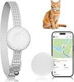 Cat GPS Tracker, Waterproof Pet Tracker for Cats, Cat GPS Tracker Collar with Safety Elastic Buckle, Works with Any Collar,Compatible with Apple Find My App (Only iOS), No Monthly Fee, White