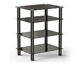 FITUEYES AV Component Media Stand Audio Rack 4-Tier Entertainment Shelves TV Stand for Video Components, Stereo Equipment, Gaming Consoles, Black