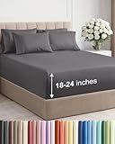 Extra Deep Queen Sheet Set - 6 Piece Breathable and Cooling Sheets - Hotel Luxury Bedding for Women, Men, Kids & Teens - Easy & Secure Fit - Soft, Wrinkle Free and Comfy - Extra Deep Pockets - Grey