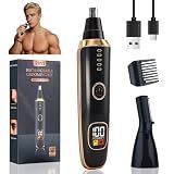 Yunmiss Nose and Ear Hair Trimmer for Men Women,2 in 1 LED Display Eyebrow Hair Trimmer with USB Rechargeable,2026 Portble Waterproof Facial Hair Removal with Dual-Edge Blades for Travel (Black)