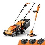 LawnMaster 20VMWGT 24V Max 13-inch Lawn Mower and Grass Trimmer 10-inch Combo with 2x4.0Ah Batteries and Charger