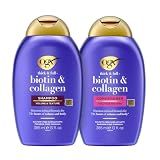 OGX Thick & Full + Biotin and Collagen for Hair Volume & Body, Sulfate Free Volumizing Shampoo & Conditioner Set for Fine & Thinning Hair, Nutrient-Infused, Vitamin B7, 13 fl oz, 2 Pack
