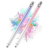 Bopomofo 2PCS Stylus Pens for Touch Screens,Stylus Pen for iPhone/iPad/Tablet Android/Microsoft Surface,Compatible with Touch Screens(White Pink/White Purple)