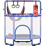 Yohood 55" Trampoline for Kids with Enclosure, 6-in-1 Toddler Trampoline Indoor Outdoor, ASTM Certified Full Anti-Rust Tube with Adjustable Gymnastics Bars for Boys Girls Ages 3-10