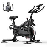CURSOR FITNESS Exercise Bike, Quiet Belt Drive Stationary Bike for Home with 0-100 Resistance & App, 300 LB High Carbon Steel Training Bike, Indoor Cycling Bike with Tablet Holder and Heart Rate