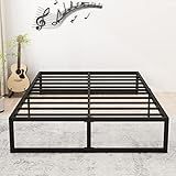 Lutown-Teen 14 Inch Queen Bed Frame Heavy Duty Steel Slat Support Metal Platform Bed Frame Queen Size No Box Spring Needed, Easy Assembly, Black