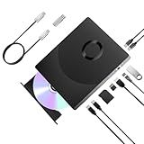 8 in 1 External Blueray/DVD Drive for PC, External CD/DVD Drive for Laptop Support 100G Disc 3D, Bluray Burner with HDMI/LAN/USB 3.0/Type-C/SD/TF Port, Blu-ray Player for Windows XP/7/8/10/11 MacOS
