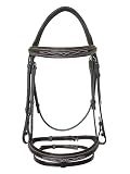 Equine Care English Horse Bridle with Reins, Fancy Stitched, Havana, Full