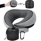 SZXYX Neck Travel Pillows for Airplanes, 100% Pure Memory Foam Neck Pillow for Airplanes, Comfortable Breathable Cover, 360° Support Stowable Pillows for Sleeping, Car, Airport Travel Essentials L