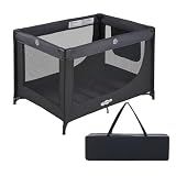 Pamo Babe Pack and Play Portable Baby Crib Foldable Playard Leightweight Travel Playpen for Tooddlers and Infant Black