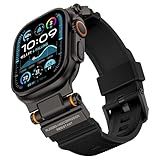 FOAMUNOC Rugged Band Compatible with Apple Watch Ultra 3/2/1 Band 49mm/46mm/45mm/44mm/42mm, Metal Connector with Silicone Strap for iWatch Ultra Series 11/10/9/8/7/6/SE3/SE2/SE/5/4/3/2/1, Black/Black
