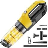 XenonLab Handheld Vacuum Cordless 1.1 Pounds Car Vac 10000PA Hand Held Vacuums 4-in-1 Hand Vac Cordless Rechargeable HEPA Filter Large Capacity Dust Cup for Car Office Home Pets Hair (Yellow)
