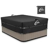 Kipiea 600D Outdoor Waterproof Rectangular Hot Tub Cover Protector, Heavy Duty Polyester SPA Covers UV Protection Cover 111" L x 95" W x 20" H, Black
