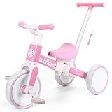 XIAPIA Tricycle for Toddlers 1-3 Year Olds, 5 in 1 Toddler Balance Bike with Removable Pedal, Push Trike Toys with Adjustable Pushrod for 2 3 4 5 Year Old Boys & Girls, Birthday Gifts for Kids