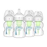 Dr. Brown's Natural Flow Anti-Colic Options+ Wide-Neck Baby Bottles 5 oz/150 mL,with Level 1 Slow Flow Nipple,4 Pack,0m+