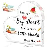 iLifemate Teacher Appreciation Gifts, End Of Year Teacher Gifts - Acrylic Heart Shape Teachers Plaque 4×4 in, Teacher Retirement Gifts for Women Men, End of Year Thank You Teacher Keepsake